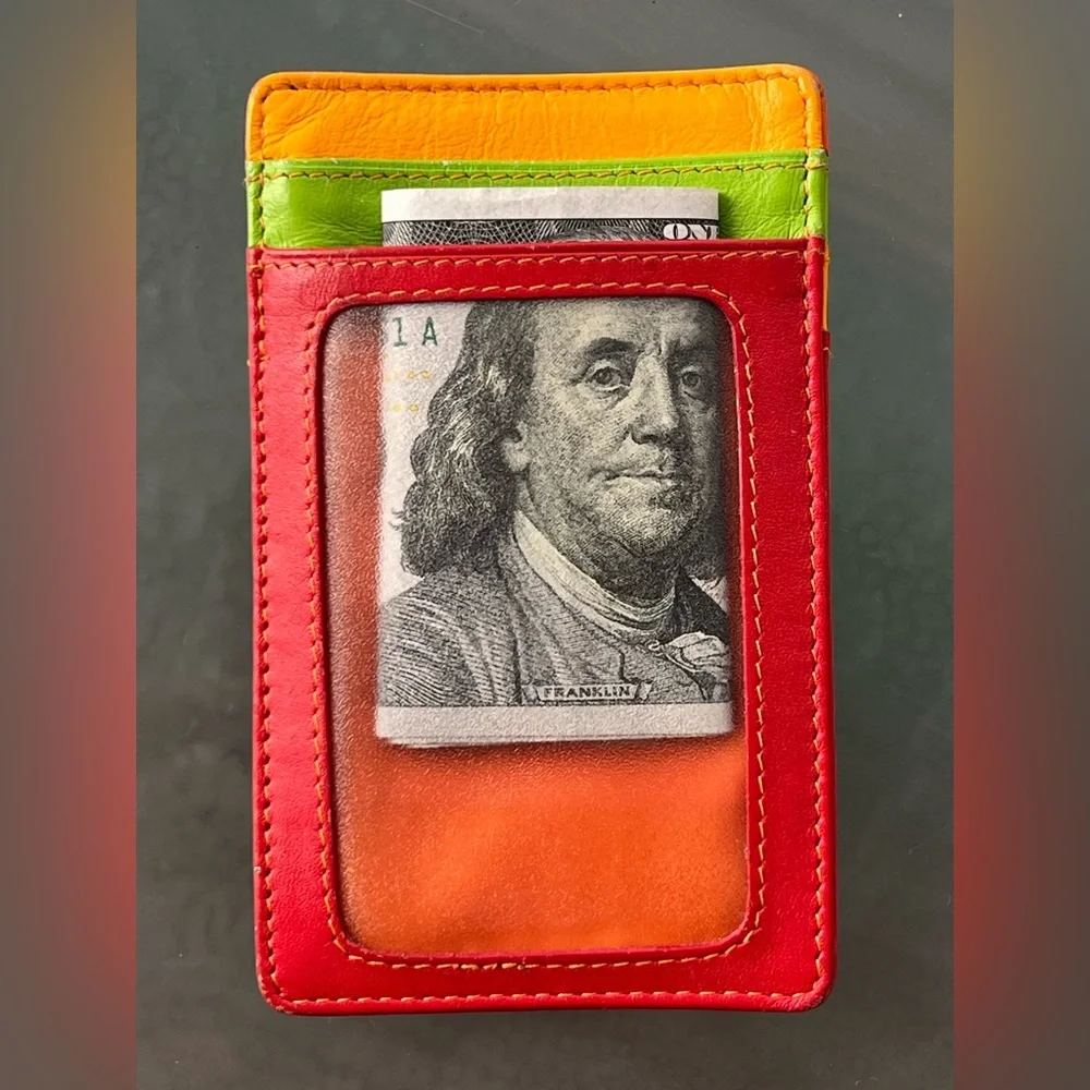 💲💳Leather Credit Card Case Holder Multicolor Red/Orange/Green/Yellow | MyWalit